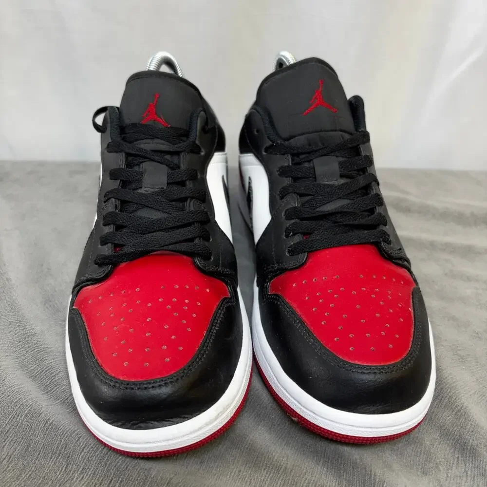 Nike Air Jordan 1 Low Bred Toe 2.0 Men US 10.5 EU44.5 White Black Red 553558-161